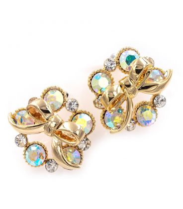 Серьги "Бантик, крупные стразы" 