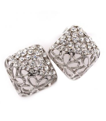 Серьги "Квадраты, цветы, половина из стр."