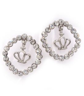 Сережки-гвоздики "Коло зі страз" (корона, бантик)