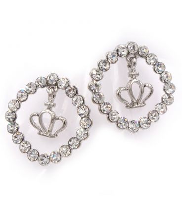 Серьги-гвоздики "Круг из страз" (корона, бантик) 