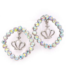 Сережки-гвоздики "Коло зі страз" (корона, бантик)