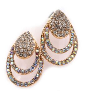 Сережки «Потрійна крапелька, дрібні стрази»