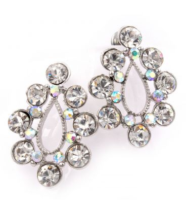 Сережки "Біла крапля, за контуром стрази"