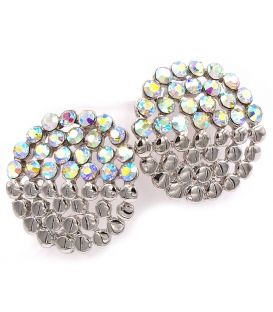 Сережки "Коло з металевими кружальцями, зі стразами"