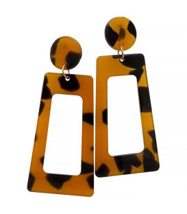 Серьги-гвоздики пластик цветные "Трапеция" (вис.) 