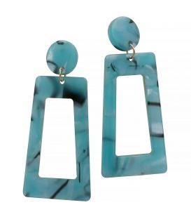 Серьги-гвоздики пластик цветные "Трапеция" (вис.) 