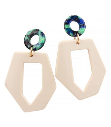 Серьги-гвоздики пластик. Шестиугольник на круге (вис.)