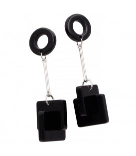 Серьги-гвоздики пластик. Круг + прямоугольник на палочке (вис.) 