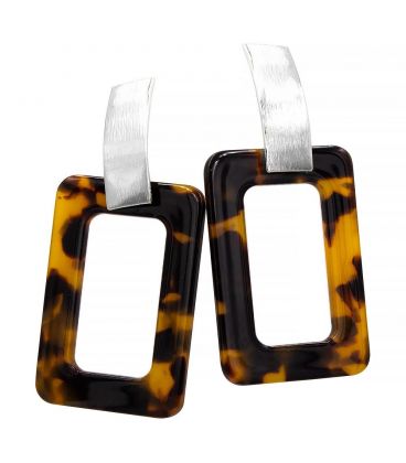 Серьги-гвоздики пластик. Прямоугольник "Леопард" (вис.) 