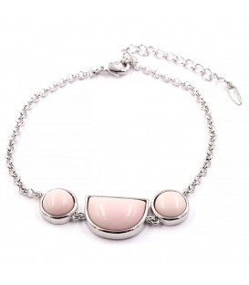 Браслет-ланцюжок родій 3 камені "Рожевий корал"