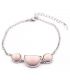 Браслет-ланцюжок родій 3 камені "Рожевий корал"