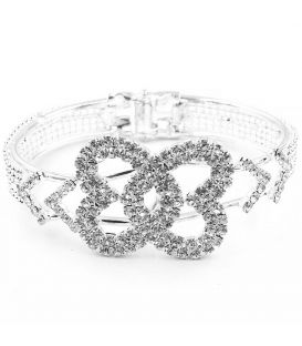 Браслет жорсткий зі стразами "Ромб, серце, прямокутник, хрест"