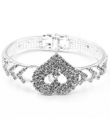 Браслет жорсткий зі стразами "Ромб, серце, прямокутник, хрест"