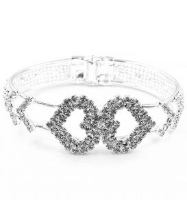 Браслет жорсткий зі стразами "Ромб, серце, прямокутник, хрест"