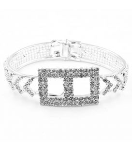 Браслет жесткий со стразами "Шанель, ромбы, сердце, бант"