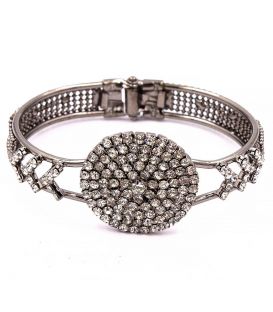 Браслет жорсткий зі стразами "Шанель, ромби, серце, бант"