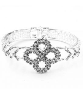 Браслет жорсткий зі стразами "Шанель, ромби, серце, бант"