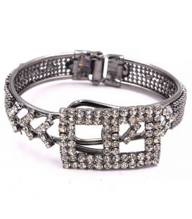 Браслет жесткий со стразами "Шанель, ромбы, сердце, бант"