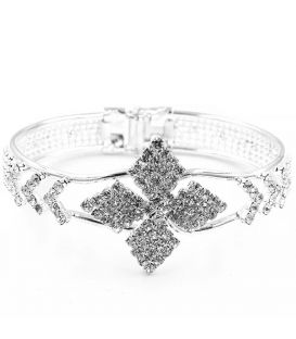 Браслет жесткий со стразами "Шанель, ромбы, сердце, бант"