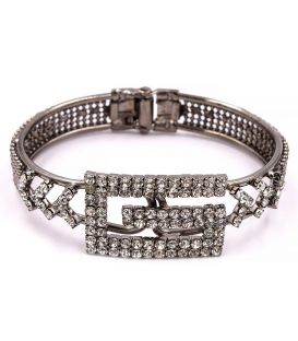 Браслет жесткий со стразами "Шанель, ромбы, сердце, бант"