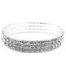 Браслет 3 ряда белые стразы