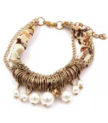 Браслет м'який текстиль, квіти, каміння