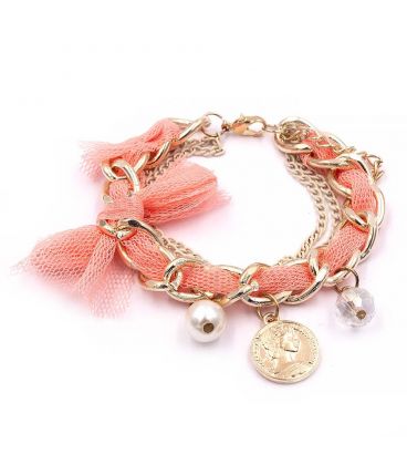 Браслет м'який текстиль, квіти, каміння