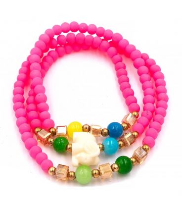 Браслет трійн. із пласт. намистин, слоник, колір в асс.