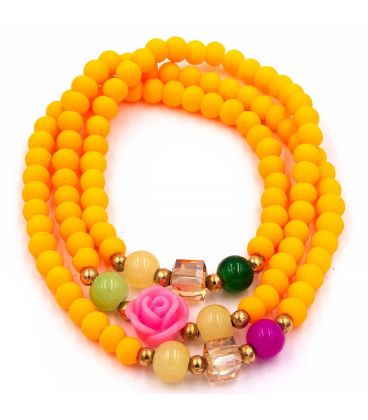 Браслет трійн. із пласт. намистин, троянда, колір в асс.