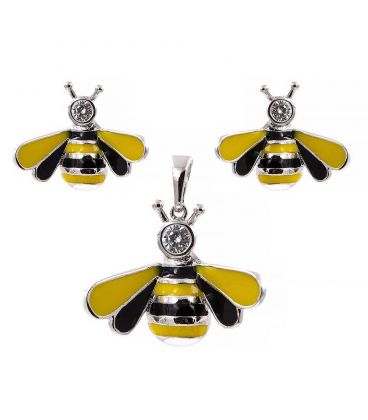 Набор родий. "Пчелка", мал камни+эмаль