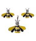 Набор родий. "Пчелка", мал камни+эмаль