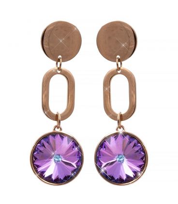 Сережки-гвоздики позолота Swarovski Круглий камінь 1,4 см (вис.) на металевому контурі овалу