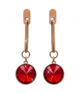 Сережки-гвоздики позолота Swarovski Круглий камінь (вис.) на металевому овалі
