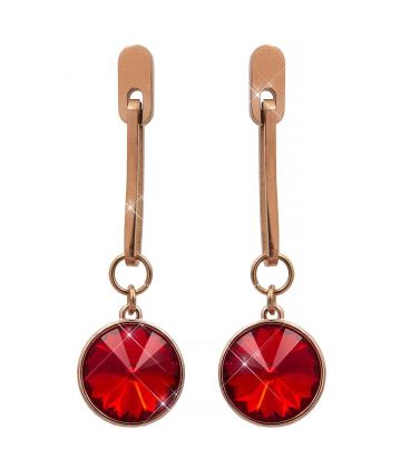 Сережки-гвоздики позолота Swarovski Круглий камінь (вис.) на металевому овалі