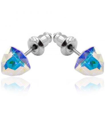 Серьги-гвоздики родий Swarovski Треугольник-камень граненый
