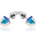 Серьги-гвоздики родий Swarovski Треугольник-камень граненый