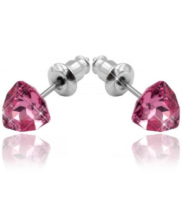 Сережки-гвоздики родій Swarovski Трикутник-камінь гранований