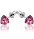 Серьги-гвоздики родий Swarovski Треугольник-камень граненый