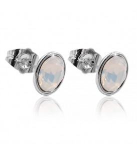 Сережки-гвоздики родій Swarovski Овальний камінь у мет оправі