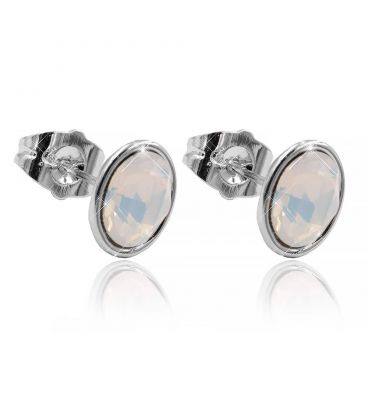 Сережки-гвоздики родій Swarovski Овальний камінь у мет оправі