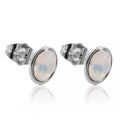 Серьги-гвоздики родий Swarovski Овальный камень в мет оправе