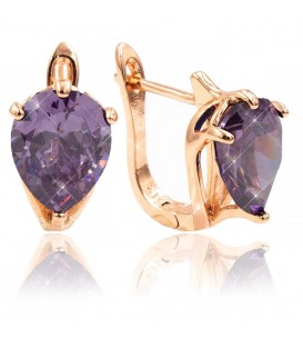 Серьги позолота Крупная капля-камень (перевернутая) в 4х держателях 