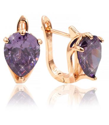 Серьги позолота Крупная капля-камень (перевернутая) в 4х держателях 