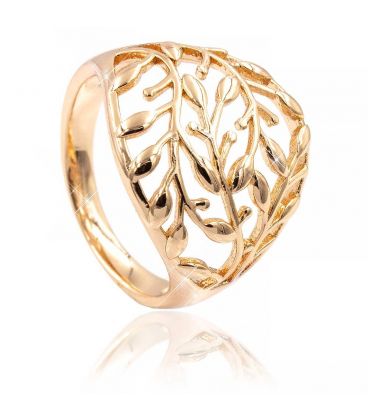 Кольцо (лимонная позолота), Резные веточки (1,9см)
