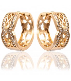 Серьги — лимонная позолота, узор ромбами, две линии камней