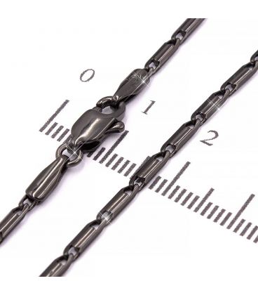 Цепочка черный родий гладкие плоские бочонки 0,2/45 см