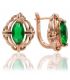 Сережки Xuping Позолота (Медичне золото) з англійської застібкою "Овальний камінець в ажурі" зелений циркон