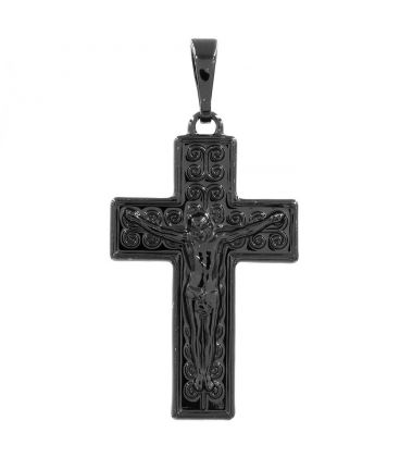 Підвіска чорний родій Хрест із розп'яттям, 3,2 см