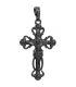 Подвеска черный родий Крестик с распятием, завитки по краю, 2,7 см 