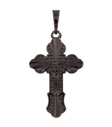 Підвіска чорний родій Хрестик із розп'яттям, 2,7 см